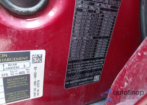 2021 Jaguar F-Pace S из США, поврежденный, VIN SADCJ2EU7MA673776